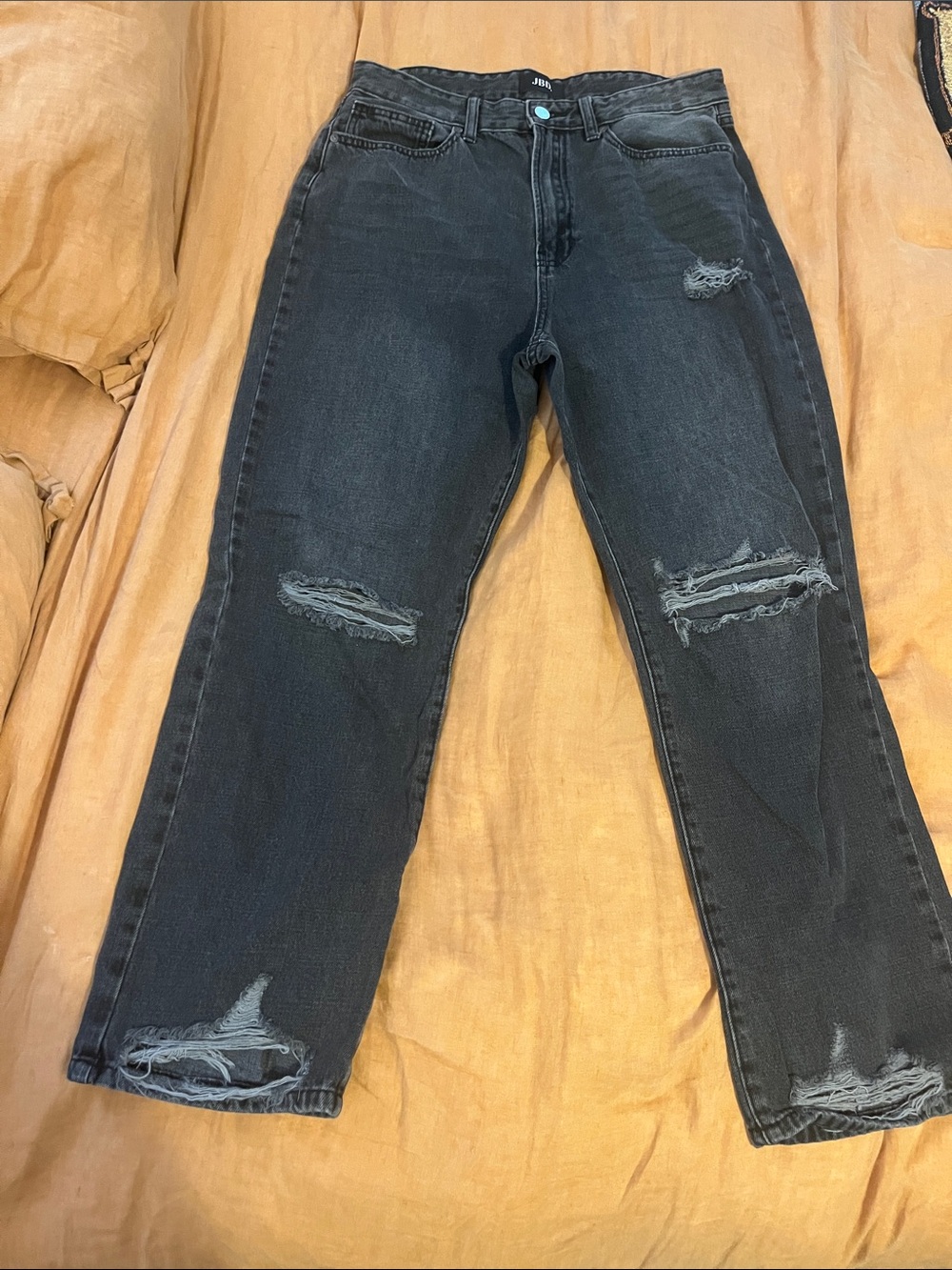 Just Black Faded Black High-Rise Distressed Jeans